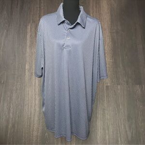 Pro Tour Blue & White Check Polo Shirt Men’s Short Sleeve Golf Casual Top